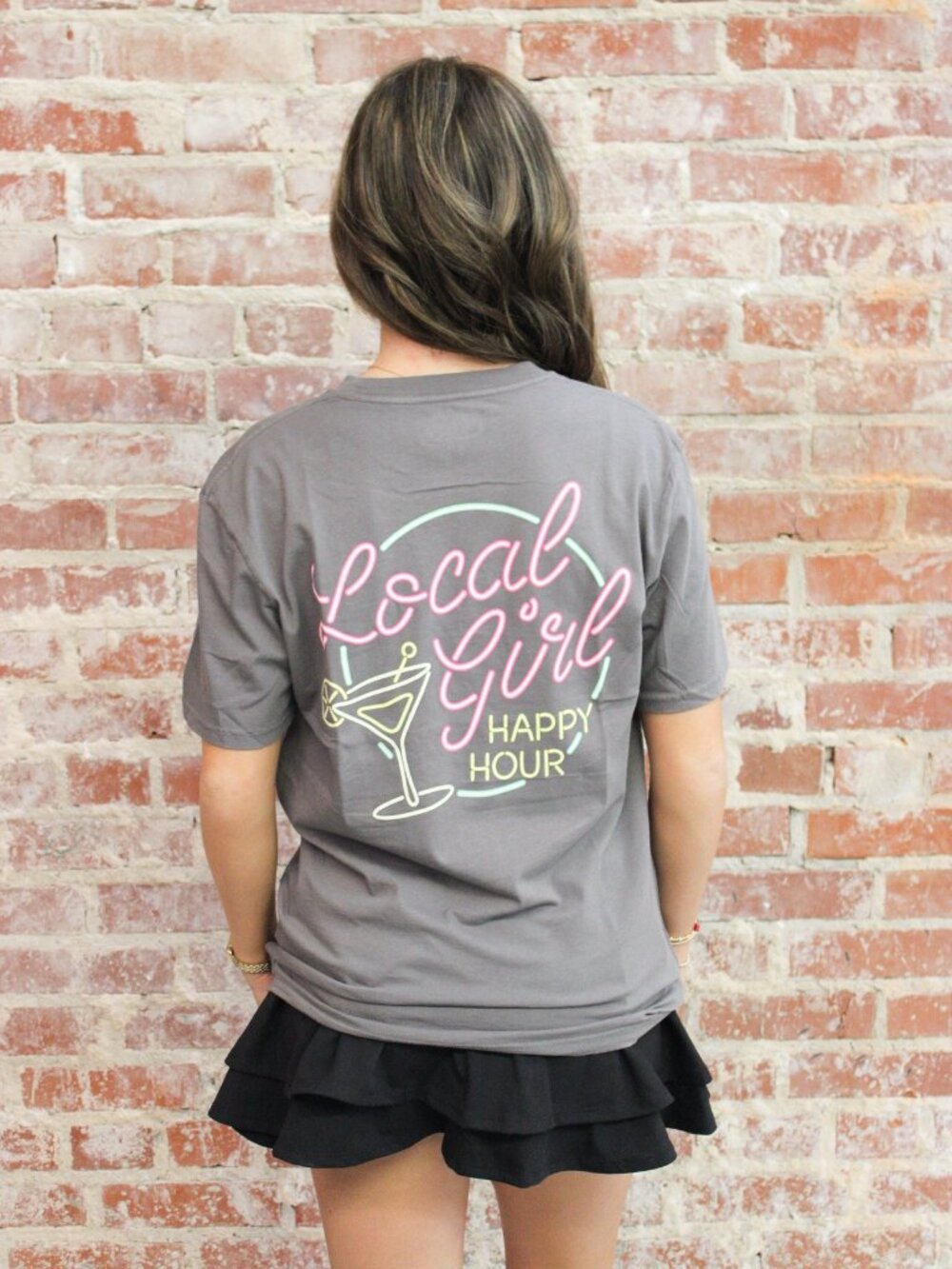 Local Girl Happy Hour Grey Short Sleeve Tee